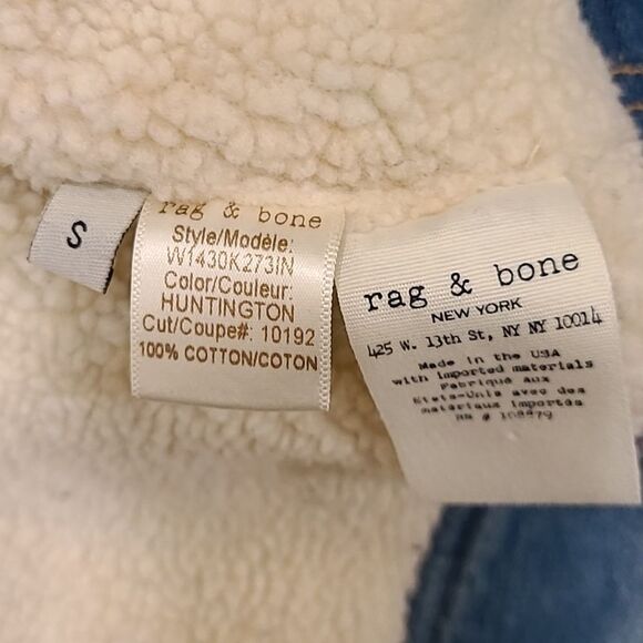 Rag & Bone Huntington Sherpa Lined Denim Jacket Coat SM Oversized Style winter - Picture 2 of 6